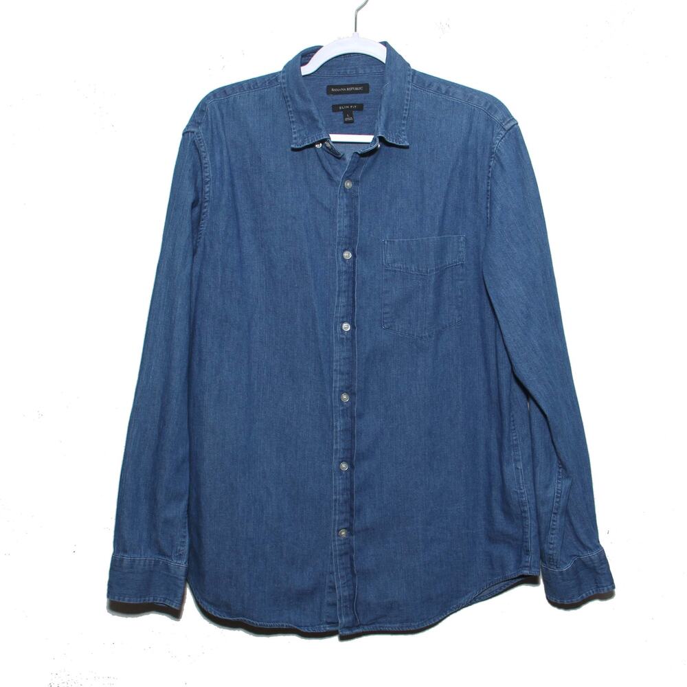 Banana Republic Cotton Long Sleeve Button Down Shirt Size Large Slim Fit